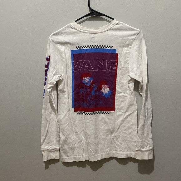 Vans long sleeve tee with red and blue rose graphic size xs - Picture 2 of 3